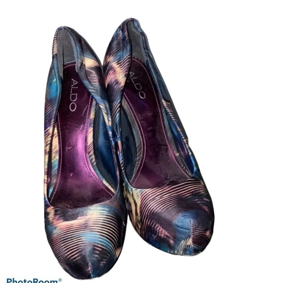 Aldo Satin patterned heels pumps  Sz 39 - Picture 1 of 15